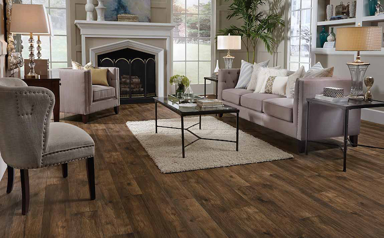 wood look laminate flooring in a stylish living room